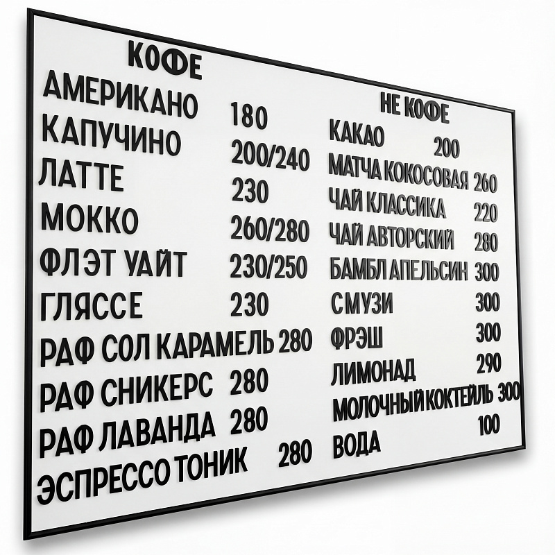 Наборное магнитное меню на щите арт. U8 (500 символов) Наборное магнитное меню на щите арт. U8 (500 символов)