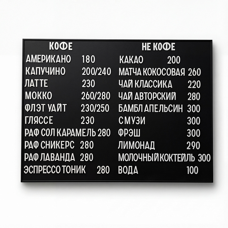 Наборное магнитное меню на щите арт. U8 (500 символов) Наборное магнитное меню на щите арт. U8 (500 символов)